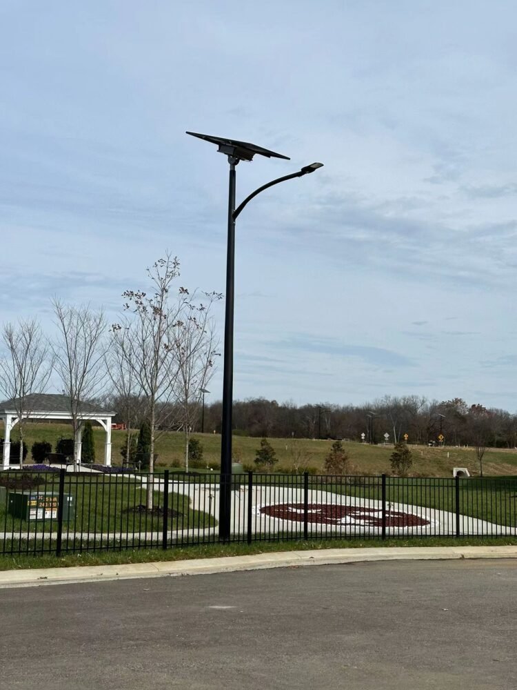 Installed solar direct-burial light pole at the 2023 Florida project