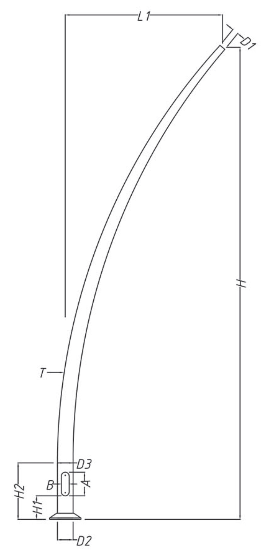 Aluminum Curved Light Pole