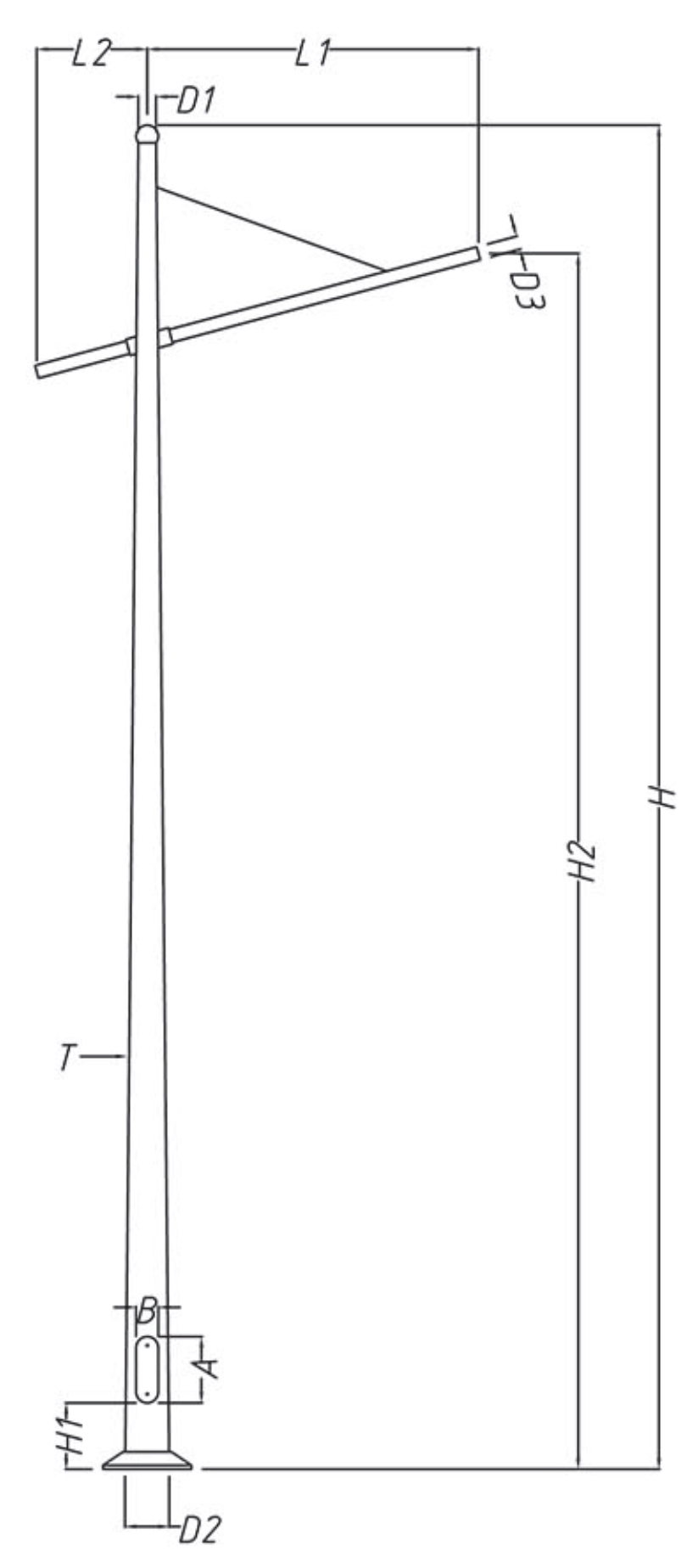 Aluminum Single Arm Light Pole