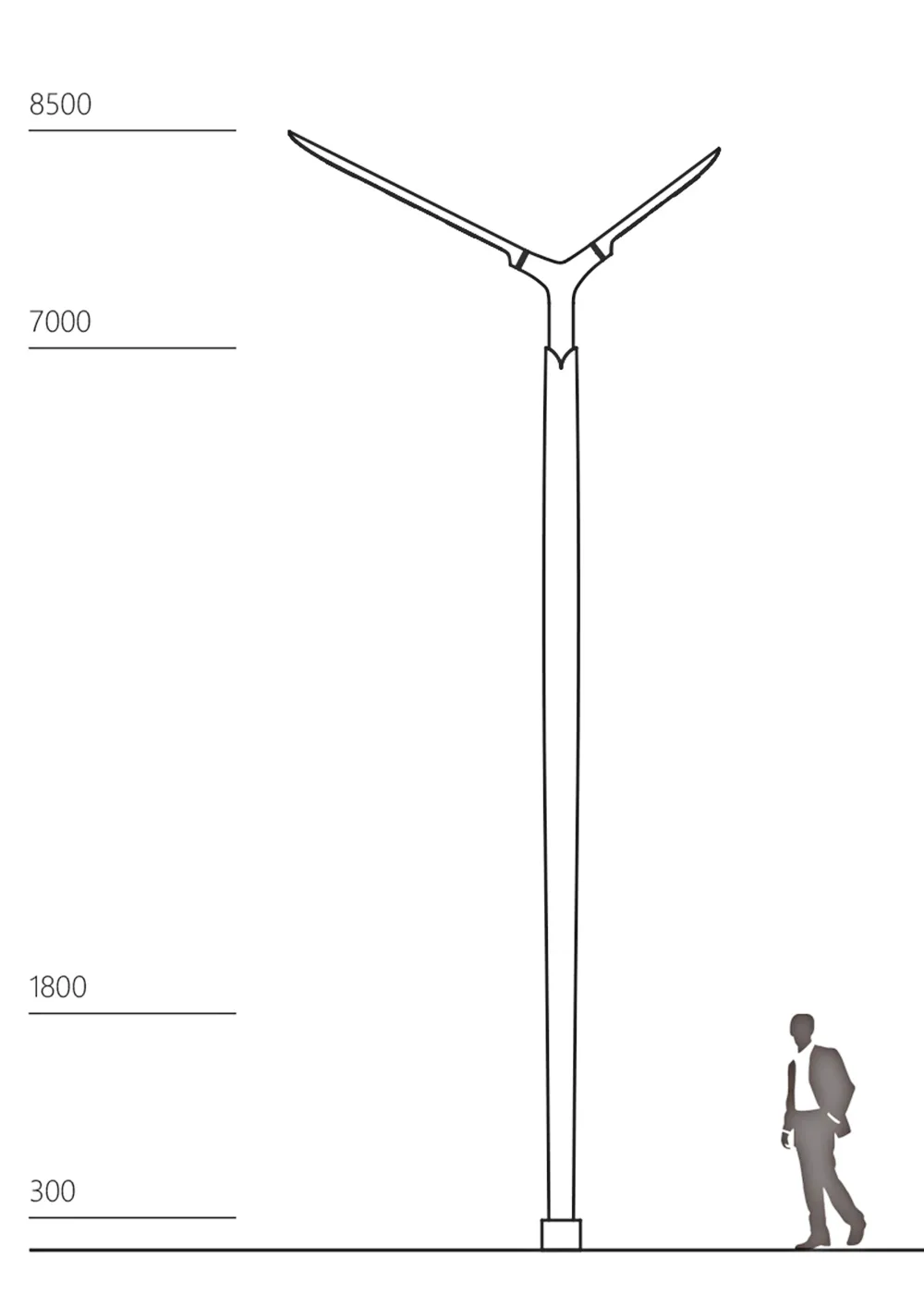 y shape aluminum light pole