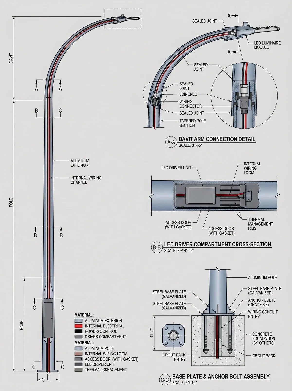 aluminum daivit light pole technical