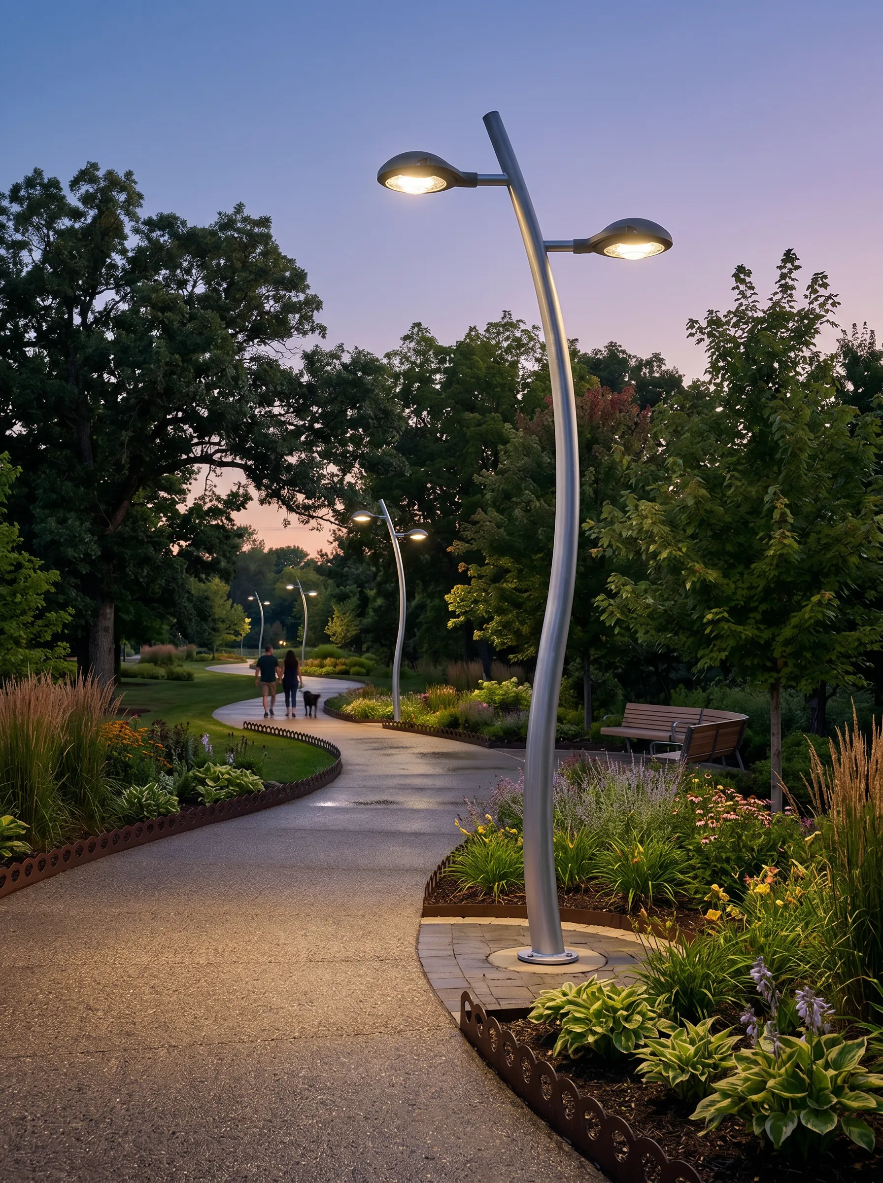 S shaped aluminum light pole