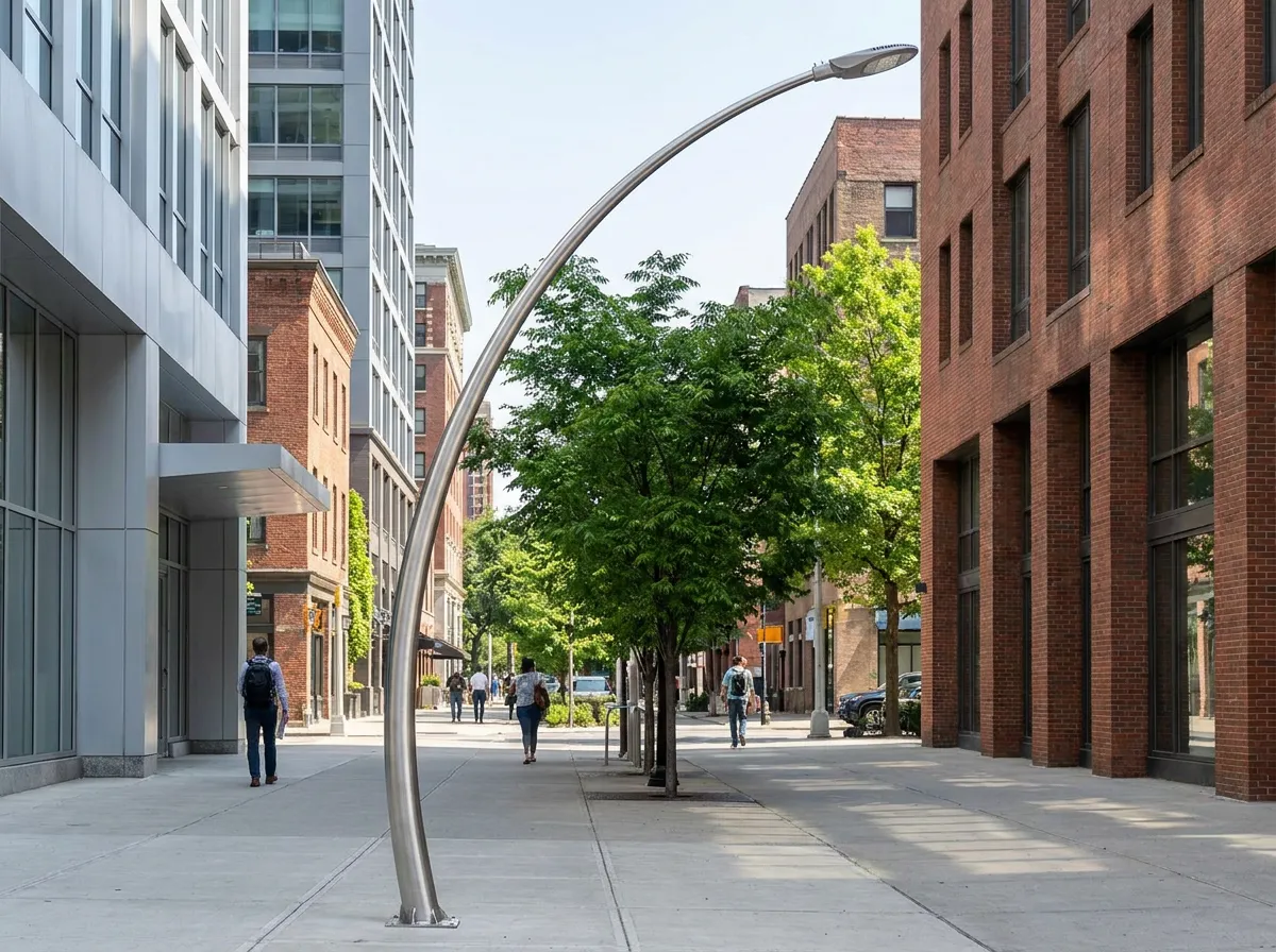 stainless steel curved light pole