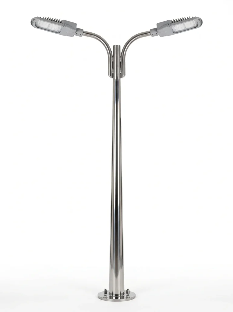 Stainless steel double arm light pole product