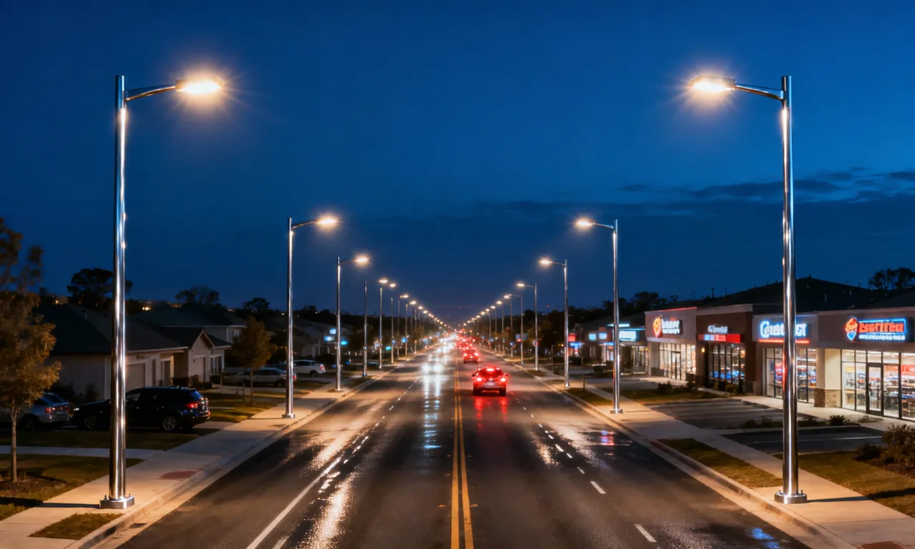 stainless steel single arm light pole - road