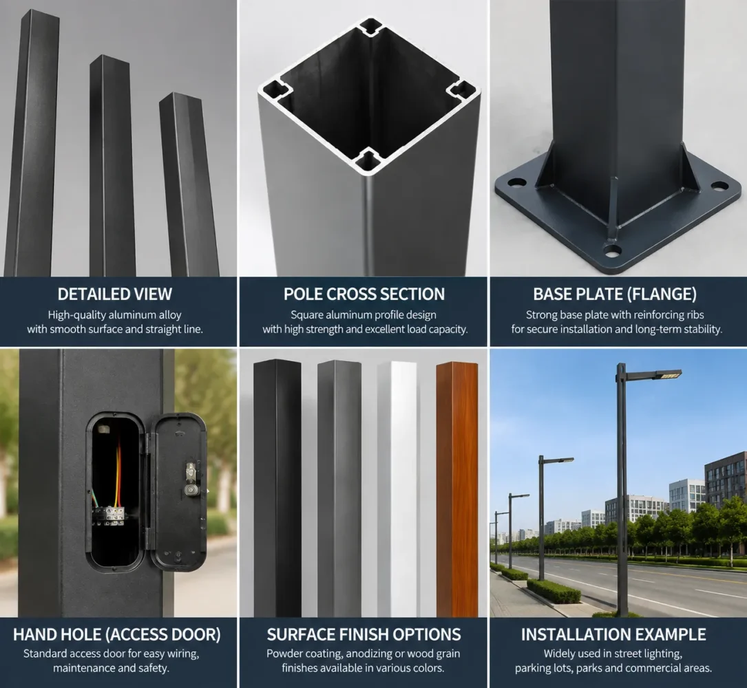 aluminum square light pole