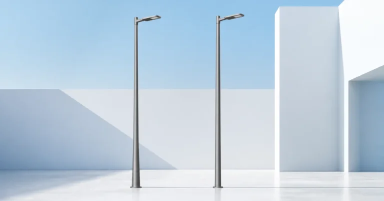 Round tapered and round straight aluminum light pole comparison illustration